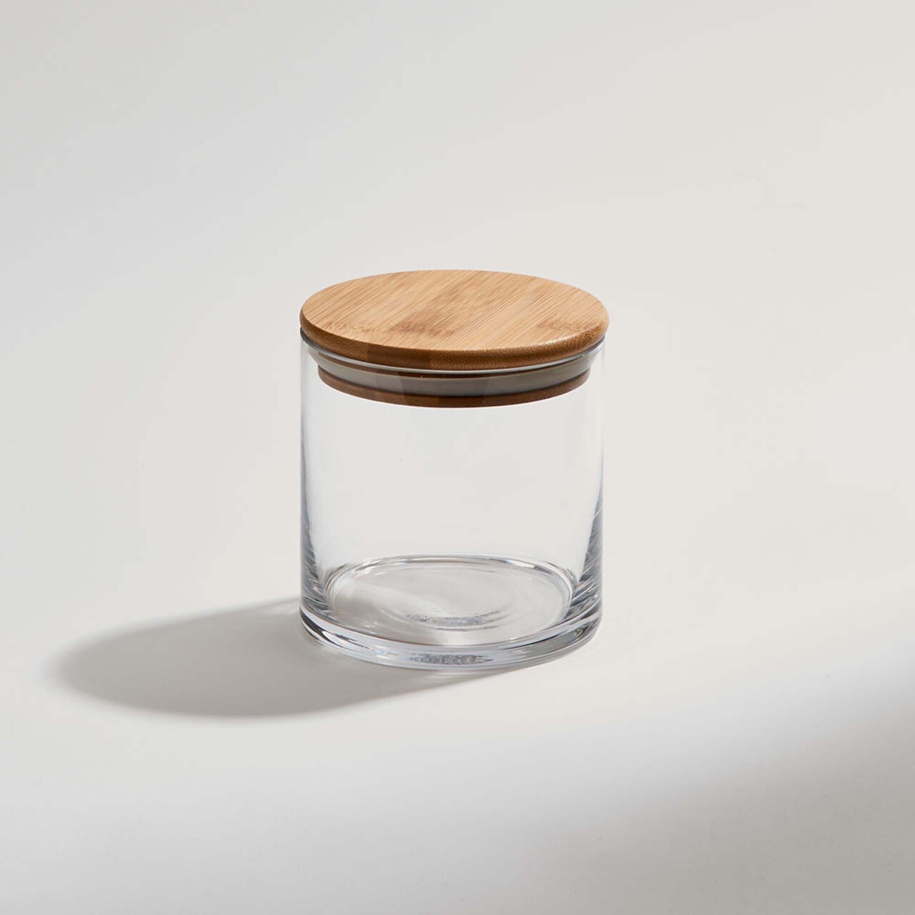 Contemporary Home Living 4.25" Contemporary Glass Jar with Bamboo Wood Cover